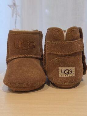 UGG Kids Chestnut Brown Suede Shearling Booties
